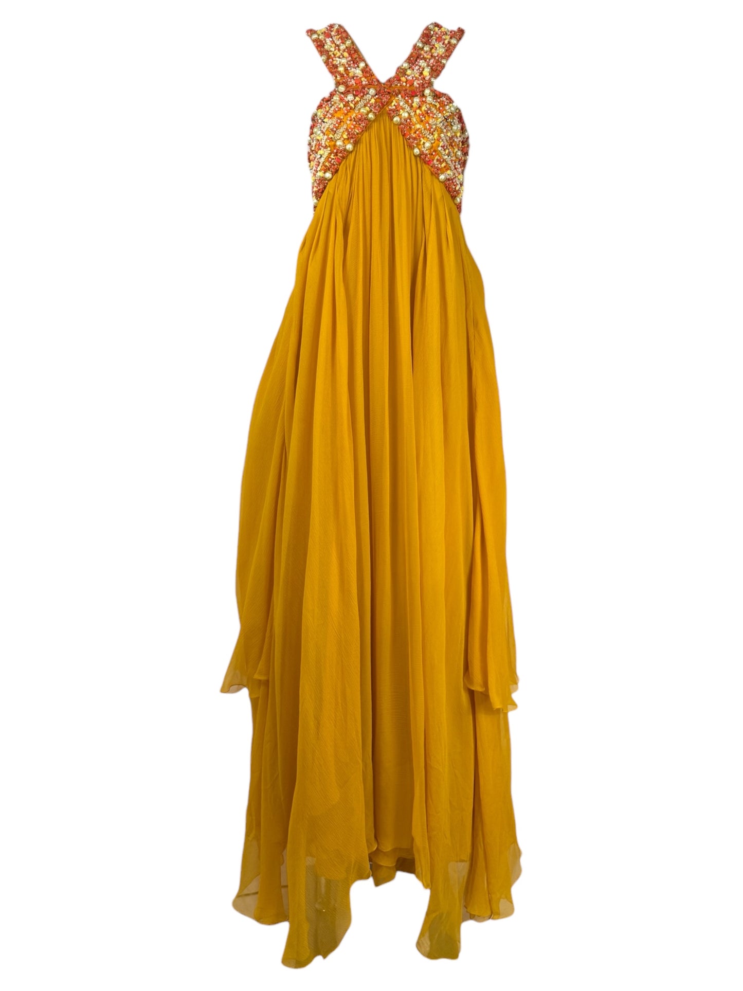 Christian Dior John Galliano Resort 2009 Look 46  Sleeveless long dress in yellow chiffon