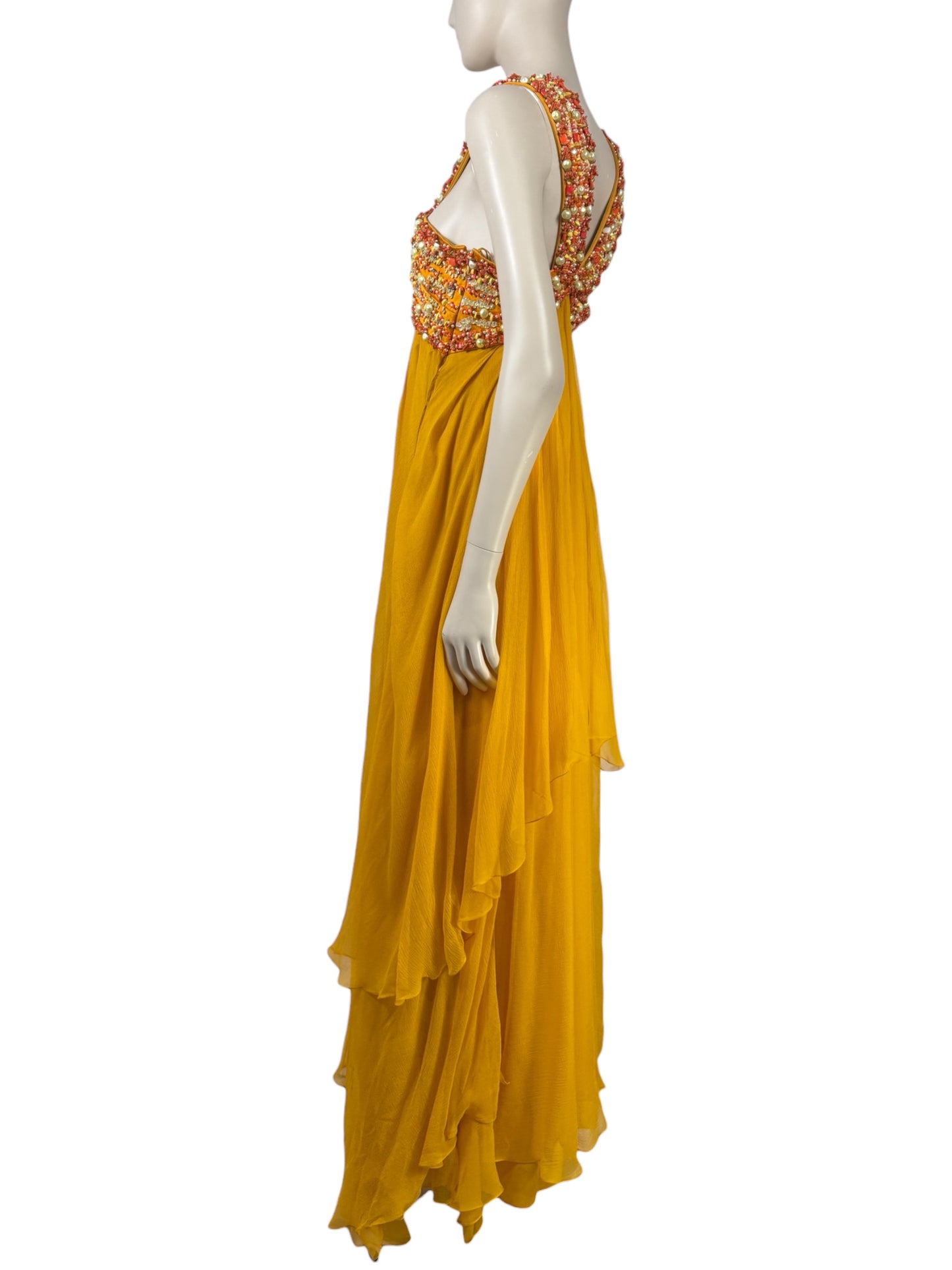 Christian Dior John Galliano Resort 2009 Look 46  Sleeveless long dress in yellow chiffon 2