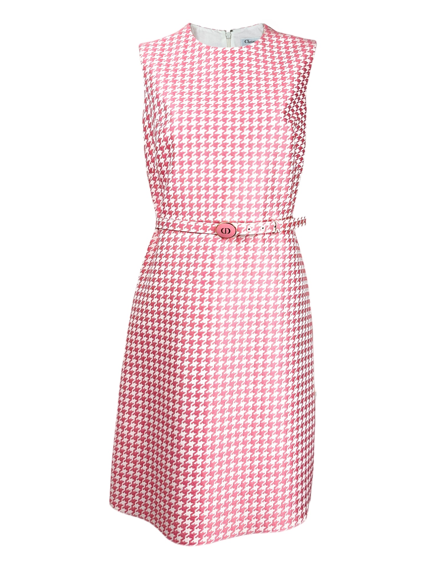 Christian Dior Maria Grazia Chiuri 2022 white pink houndstooth dress