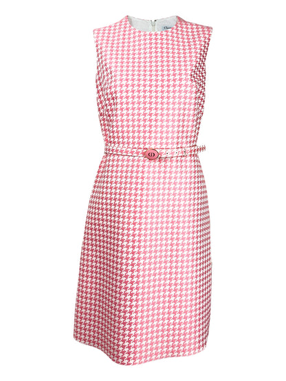 Christian Dior Maria Grazia Chiuri 2022 white pink houndstooth dress