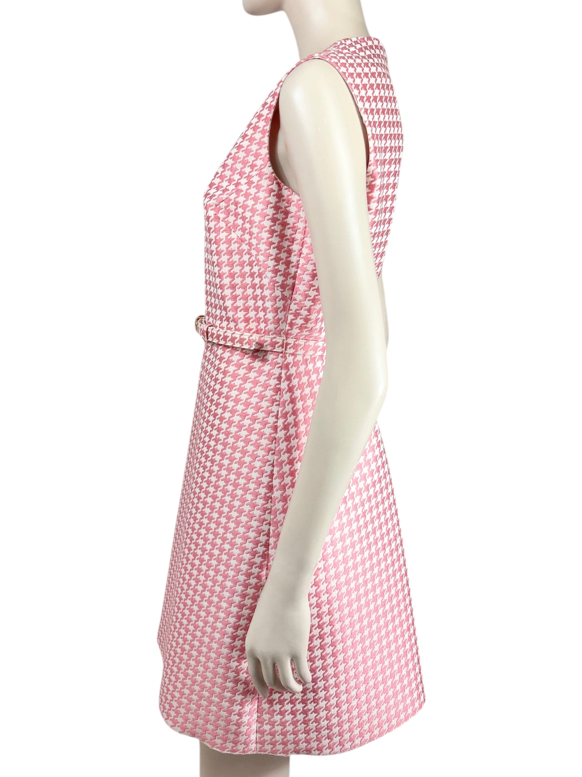 Christian Dior Maria Grazia Chiuri 2022 white pink houndstooth dress