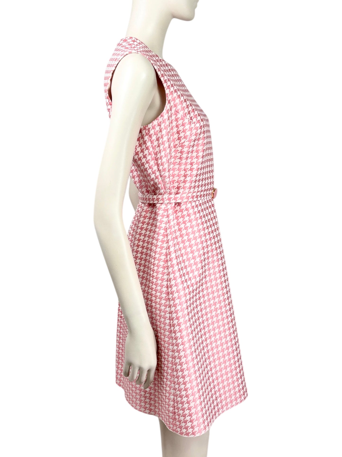 Christian Dior Maria Grazia Chiuri 2022 white pink houndstooth dress
