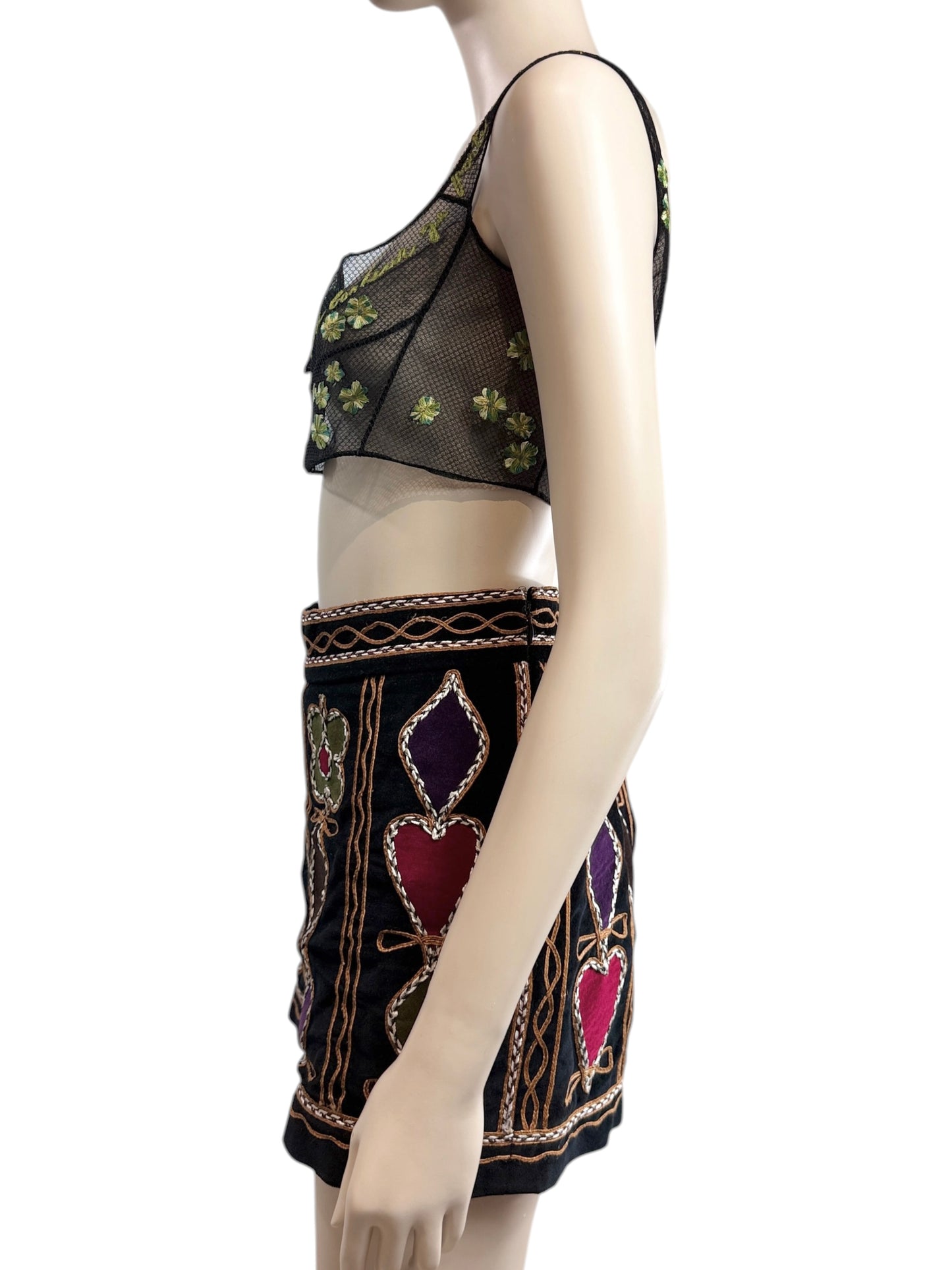 Christian Dior Maria Grazia Chiuri Ensemble tulle bra mini velvet short
