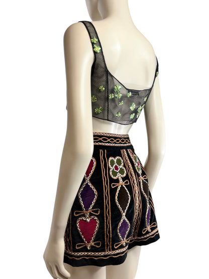 Christian Dior Maria Grazia Chiuri Ensemble tulle bra mini velvet short