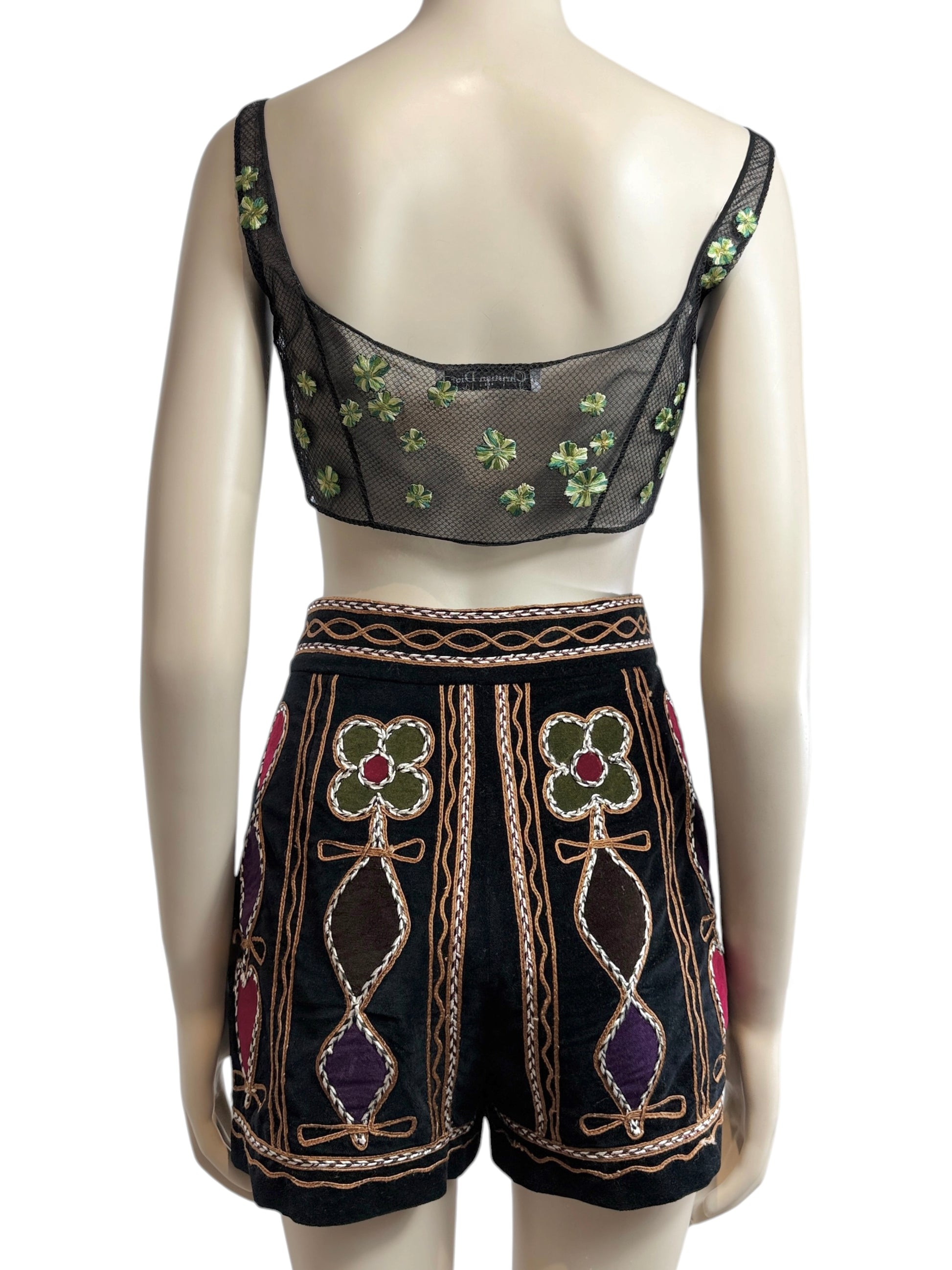 Christian Dior Maria Grazia Chiuri Ensemble tulle bra mini velvet short