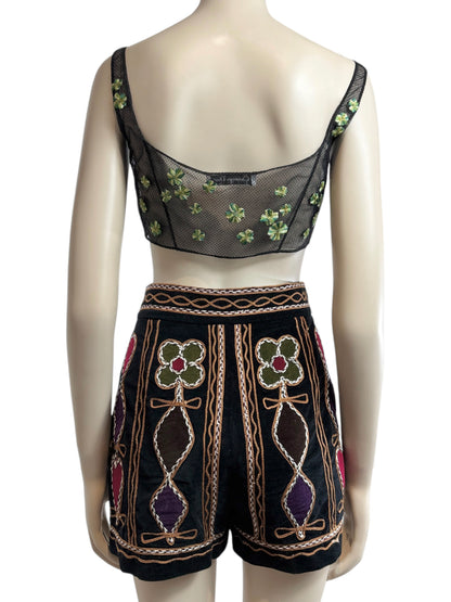 Christian Dior Maria Grazia Chiuri Ensemble tulle bra mini velvet short