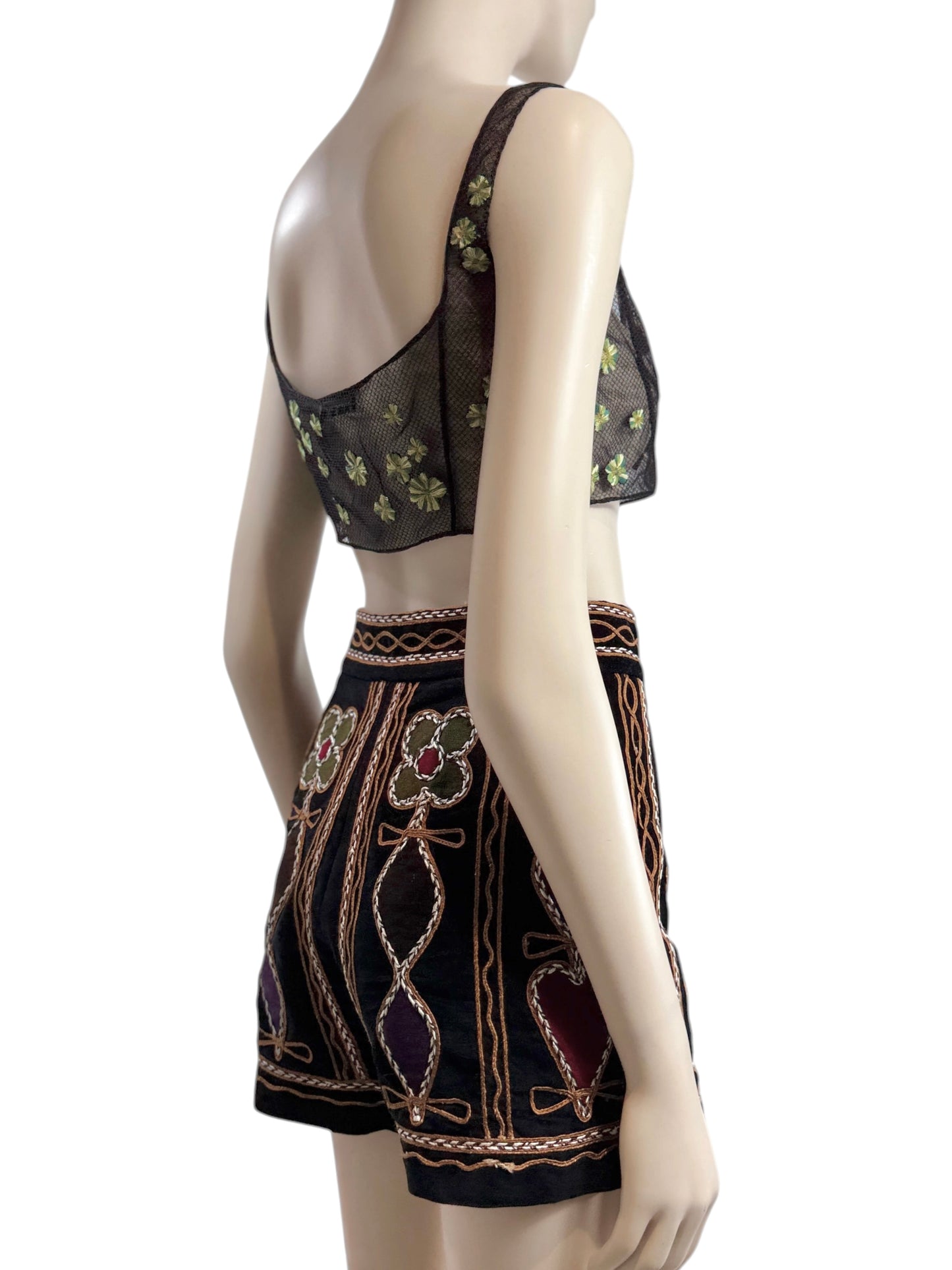 Christian Dior Maria Grazia Chiuri Ensemble tulle bra mini velvet short