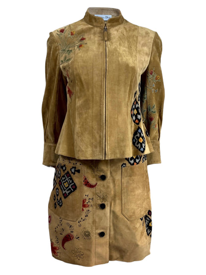 Christian Dior Maria Grazia Chiuri Spring 2021 suede floral leather set