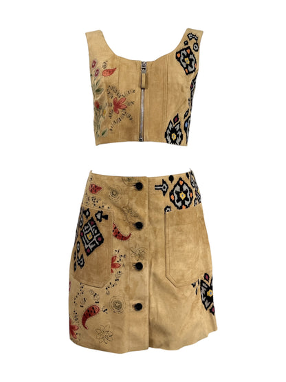 Christian Dior Maria Grazia Chiuri Spring 2021 suede floral leather set