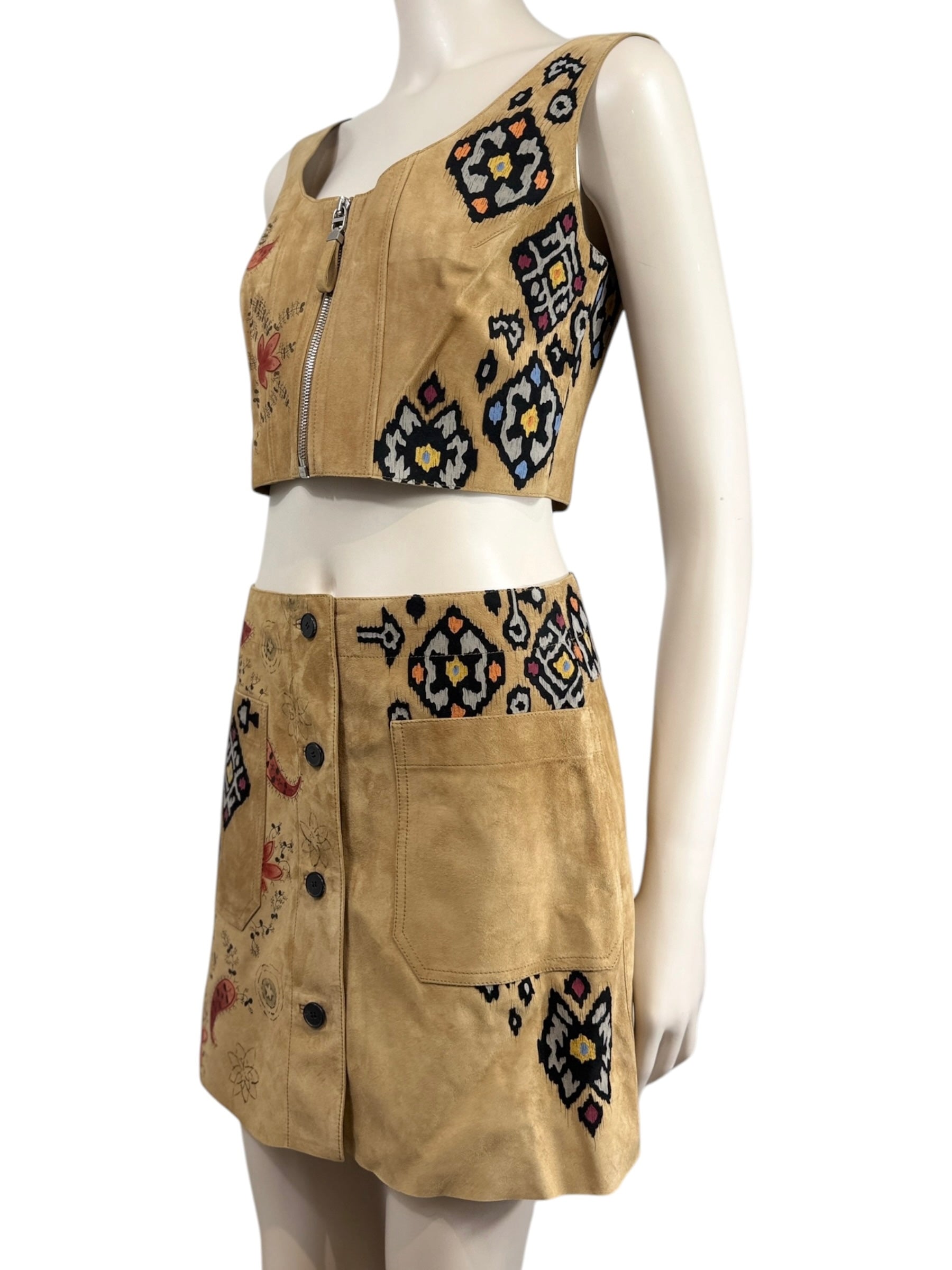 Christian Dior Maria Grazia Chiuri Spring 2021 suede floral leather set