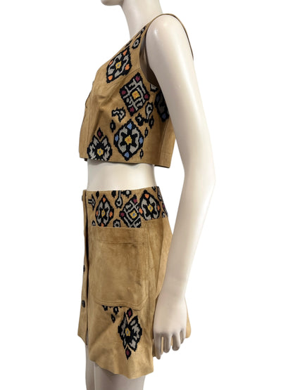 Christian Dior Maria Grazia Chiuri Spring 2021 suede floral leather set