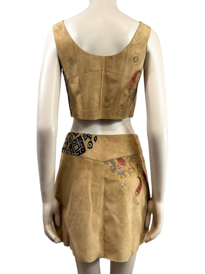 Christian Dior Maria Grazia Chiuri Spring 2021 suede floral leather set