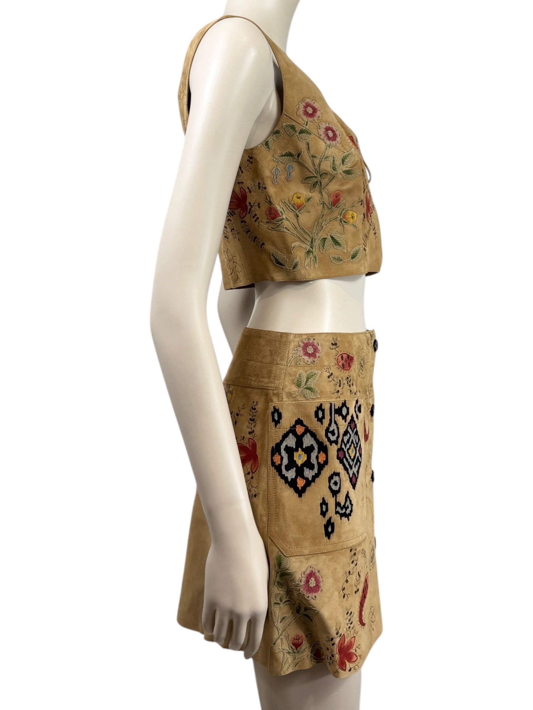Christian Dior Maria Grazia Chiuri Spring 2021 suede floral leather set