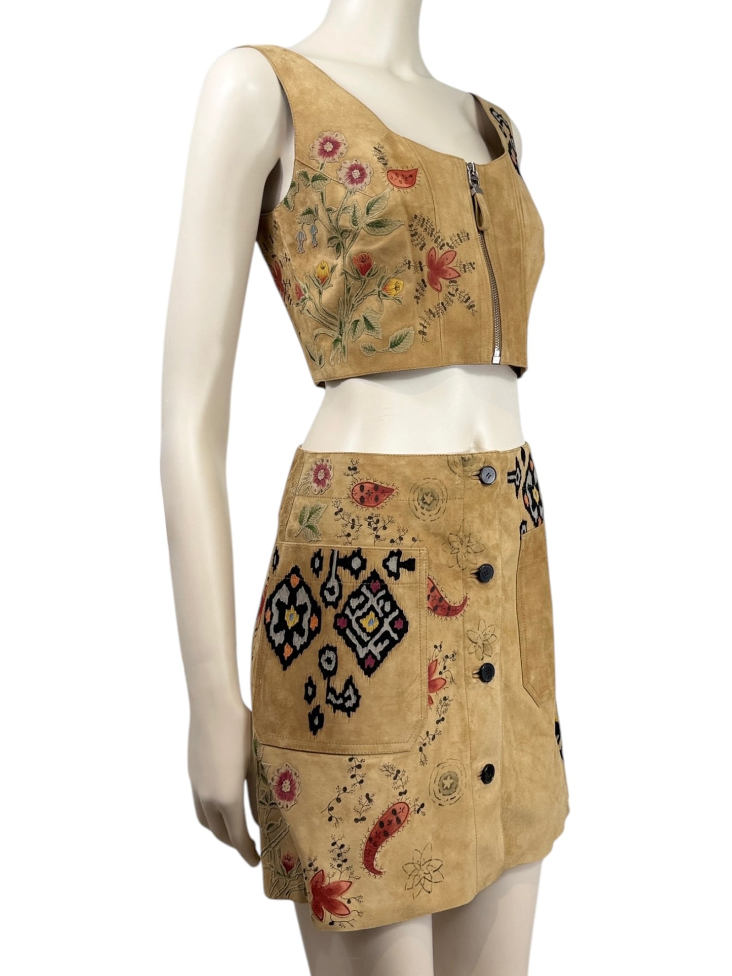 Christian Dior Maria Grazia Chiuri Spring 2021 suede floral leather set