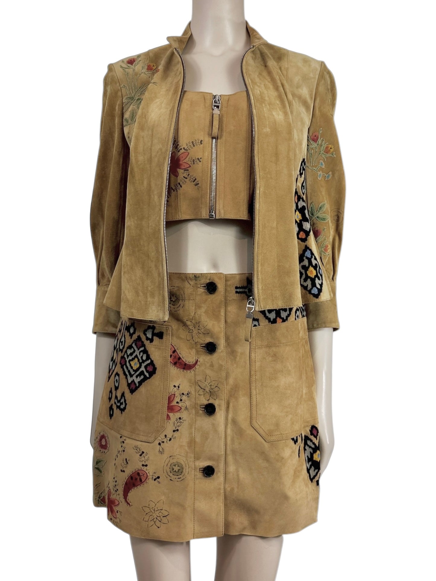 Christian Dior Maria Grazia Chiuri Spring 2021 suede floral leather set