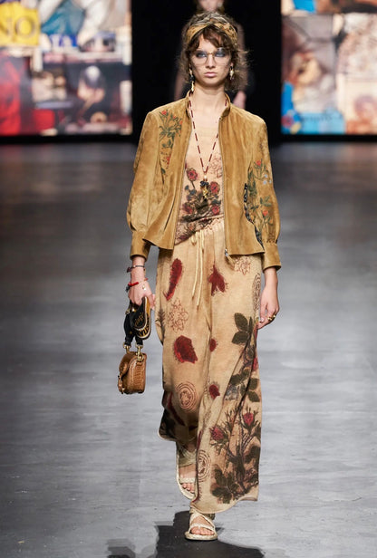 Christian Dior Maria Grazia Chiuri Spring 2021 suede floral leather set
