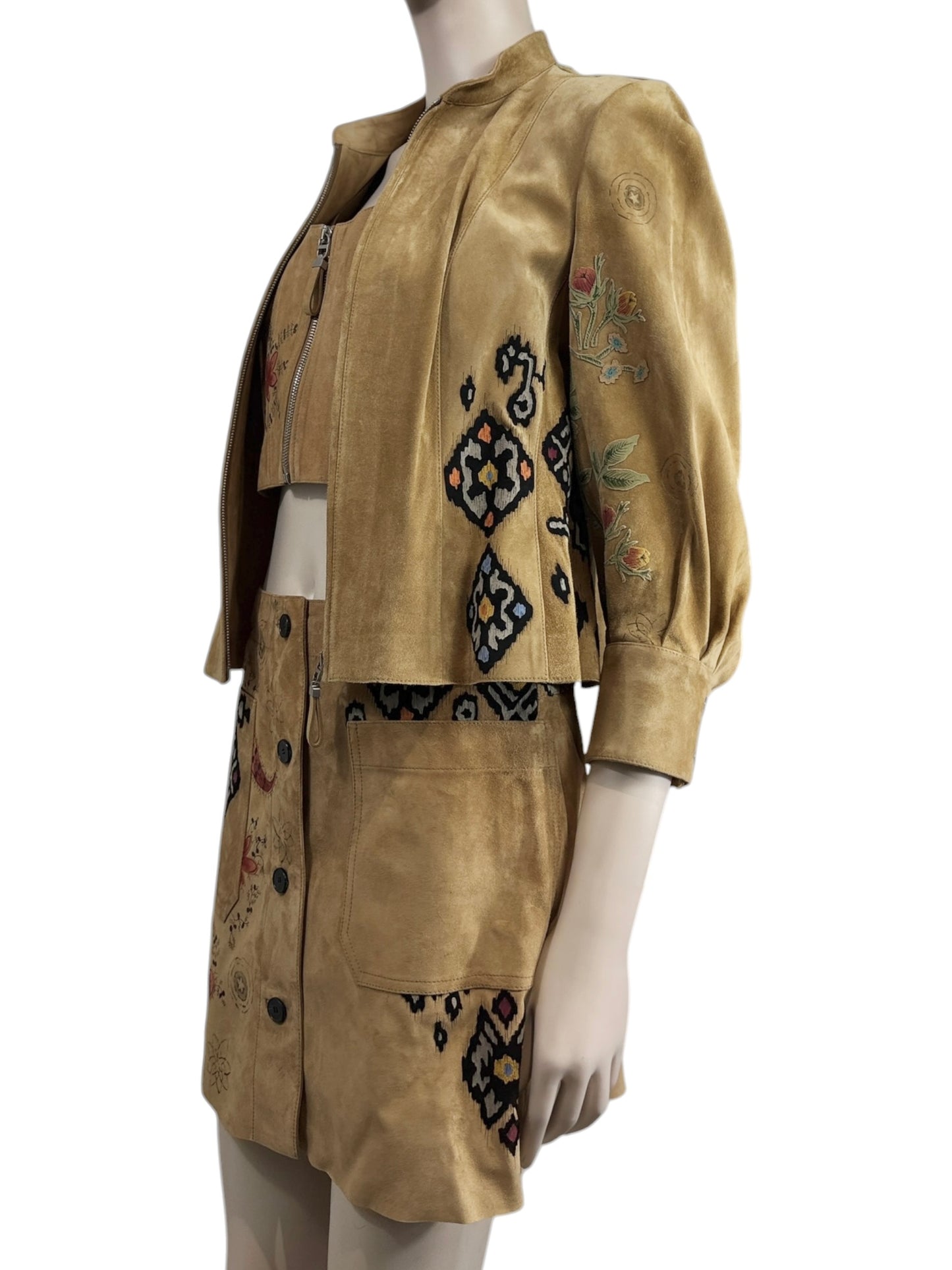 Christian Dior Maria Grazia Chiuri Spring 2021 suede floral leather set