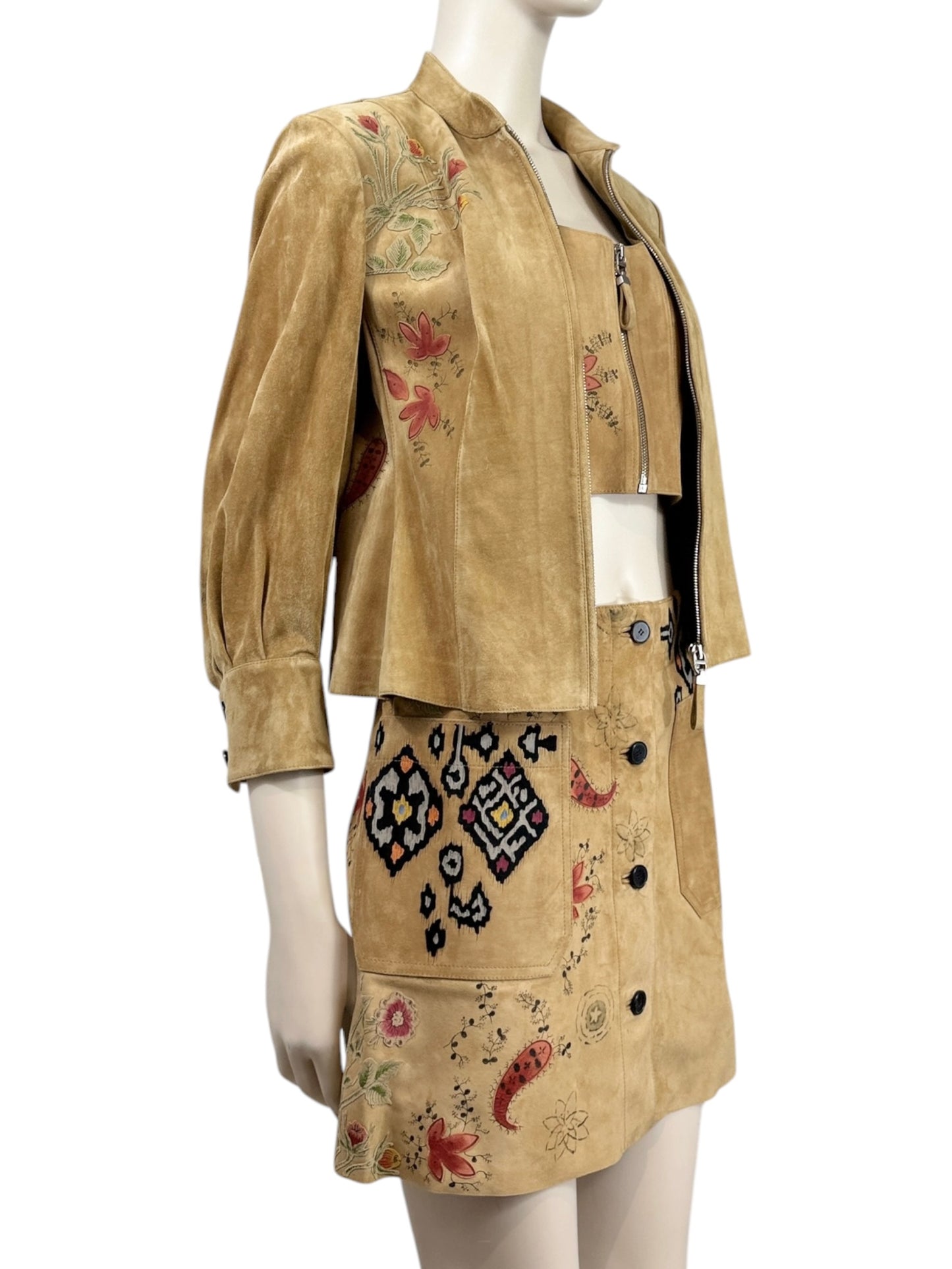 Christian Dior Maria Grazia Chiuri Spring 2021 suede floral leather set