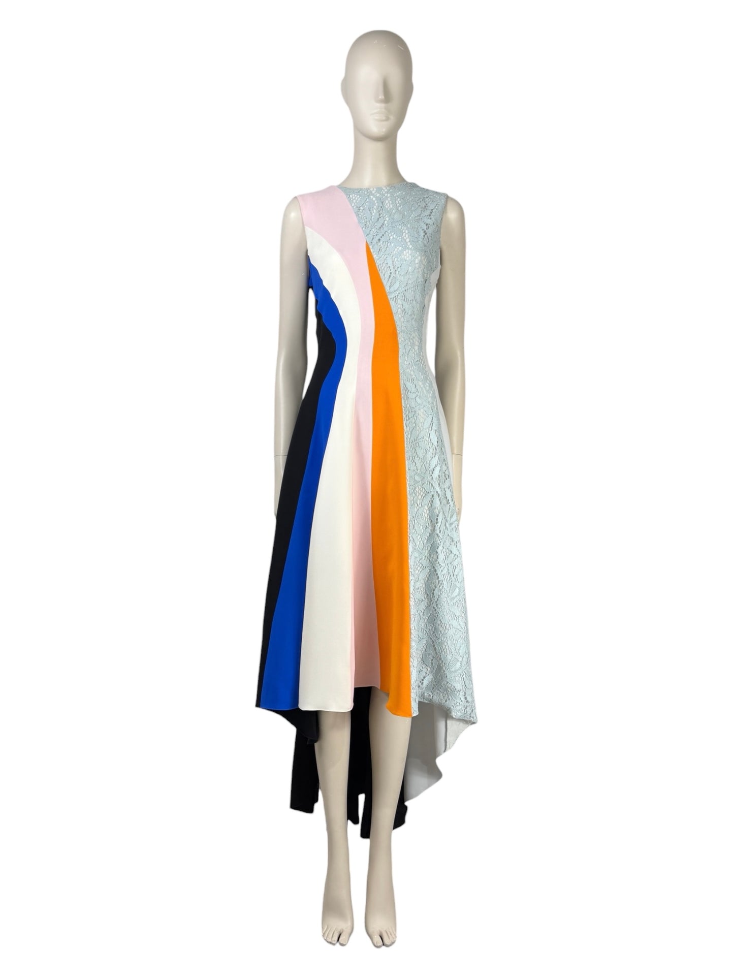 Christian Dior  Raf Simons - Resort 2014  - Look 53 - Sleeveless maxi dress in crepe and multicolored guipure