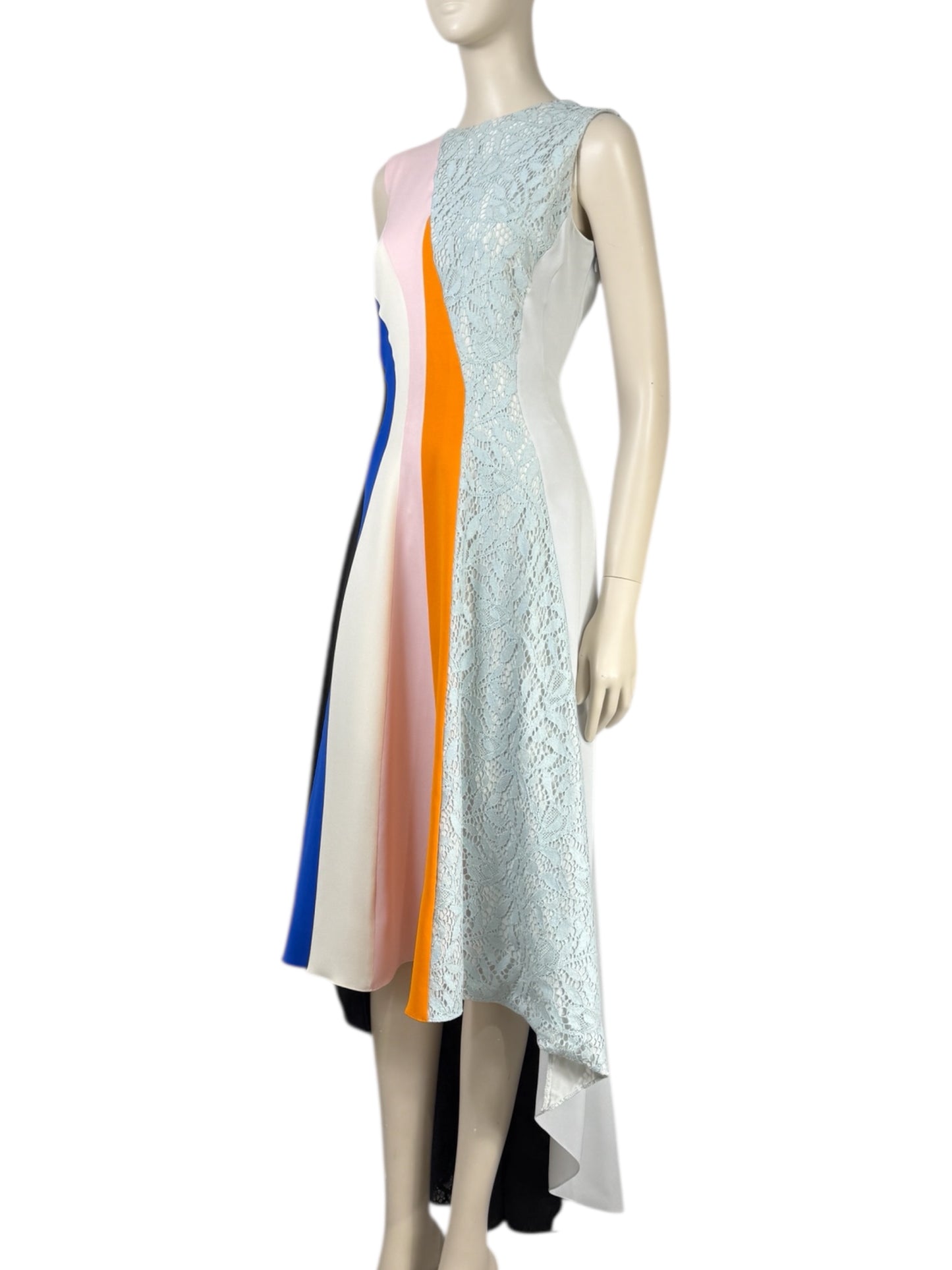 Christian Dior  Raf Simons - Resort 2014  - Look 53 - Sleeveless maxi dress in crepe and multicolored guipure