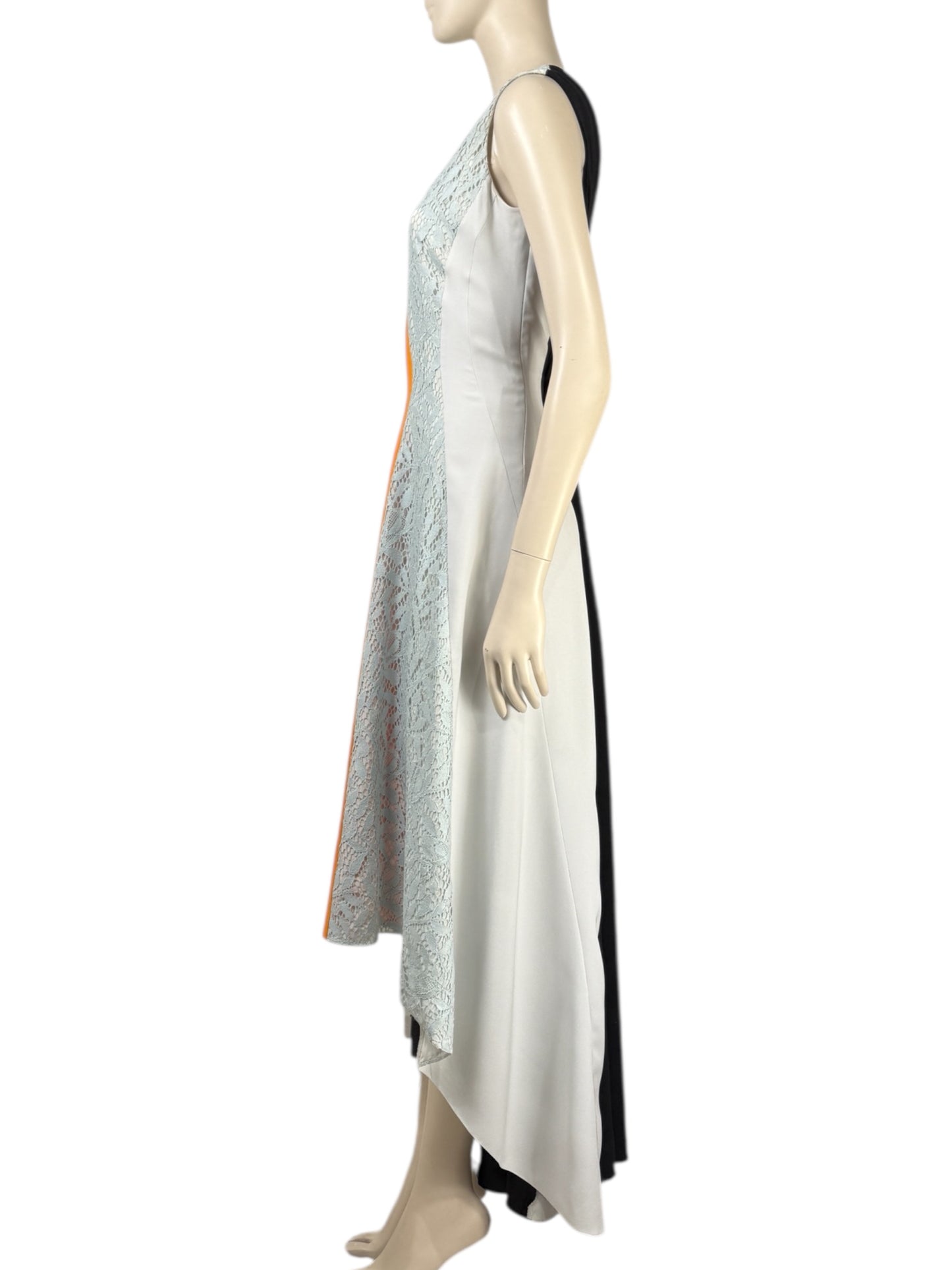 Christian Dior  Raf Simons - Resort 2014  - Look 53 - Sleeveless maxi dress in crepe and multicolored guipure