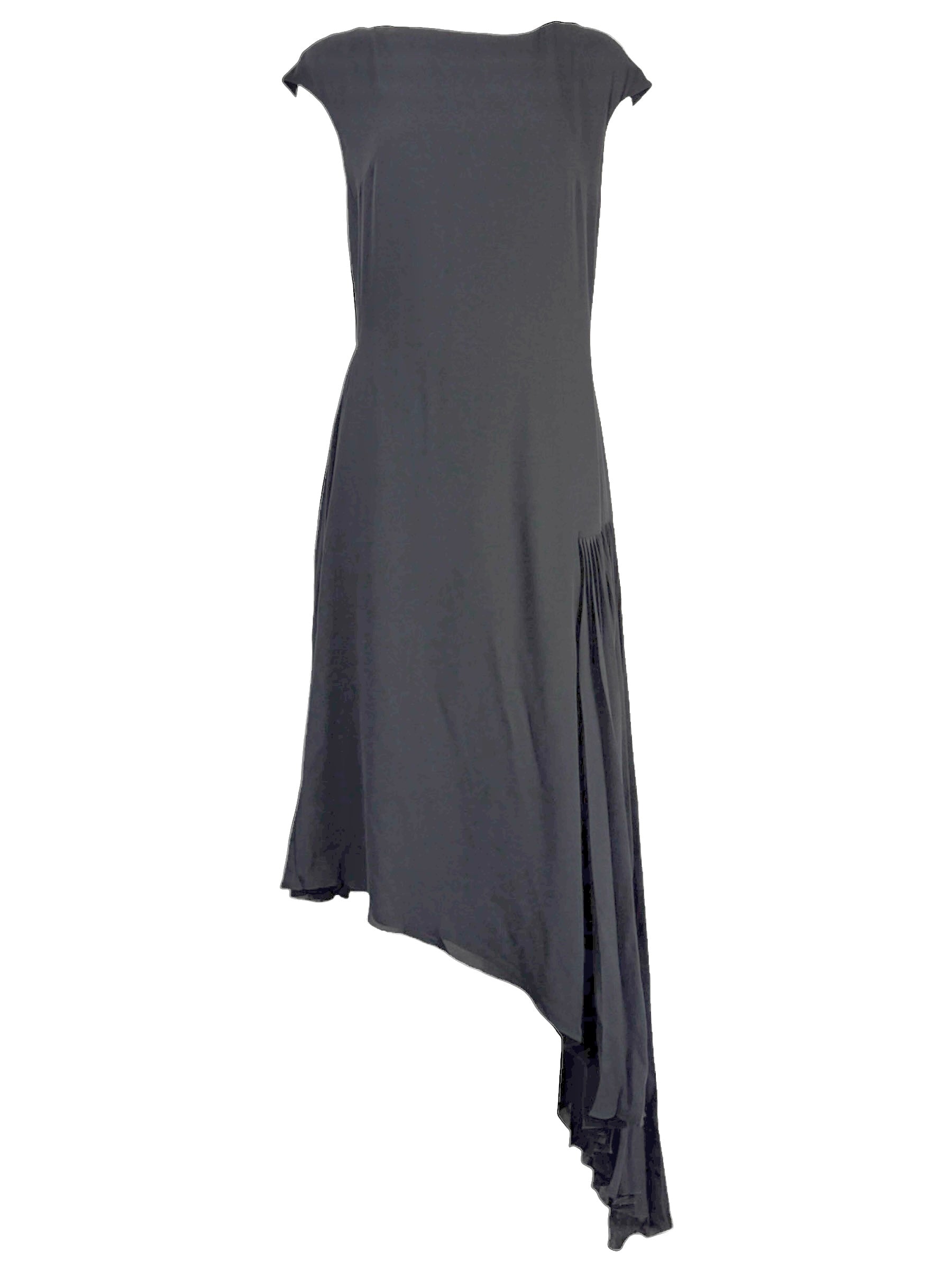 Christian Dior  Raf Simons - Resort 2014  - Sleeveless asymmetrical dress in black silk crepe, partially pleated