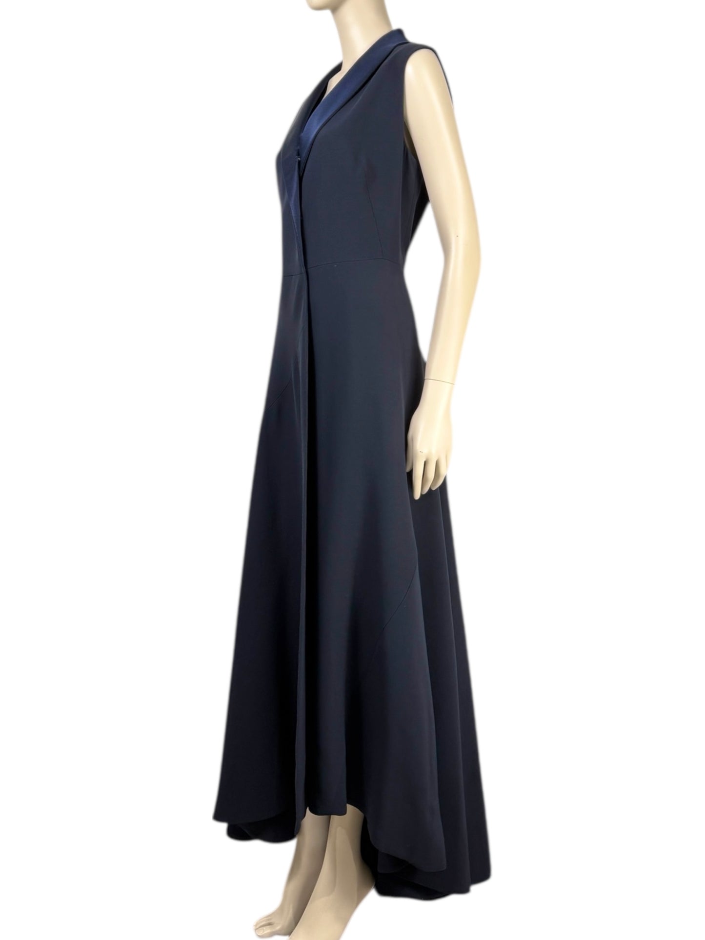 Christian Dior Raf Simons - Resort 2016  - Long navy silk and wool tuxedo dress.