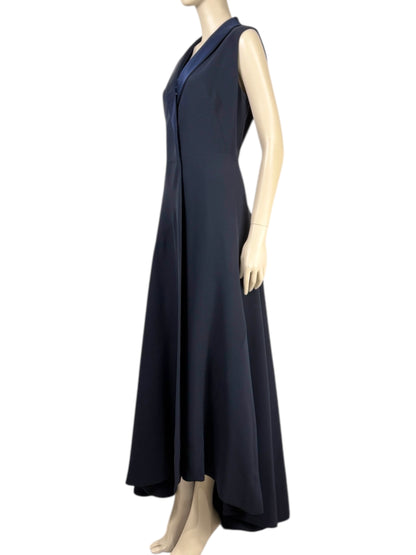 Christian Dior Raf Simons - Resort 2016  - Long navy silk and wool tuxedo dress.