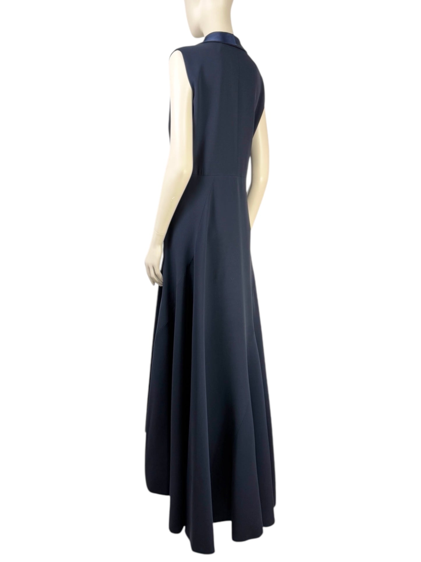 Christian Dior Raf Simons - Resort 2016  - Long navy silk and wool tuxedo dress.