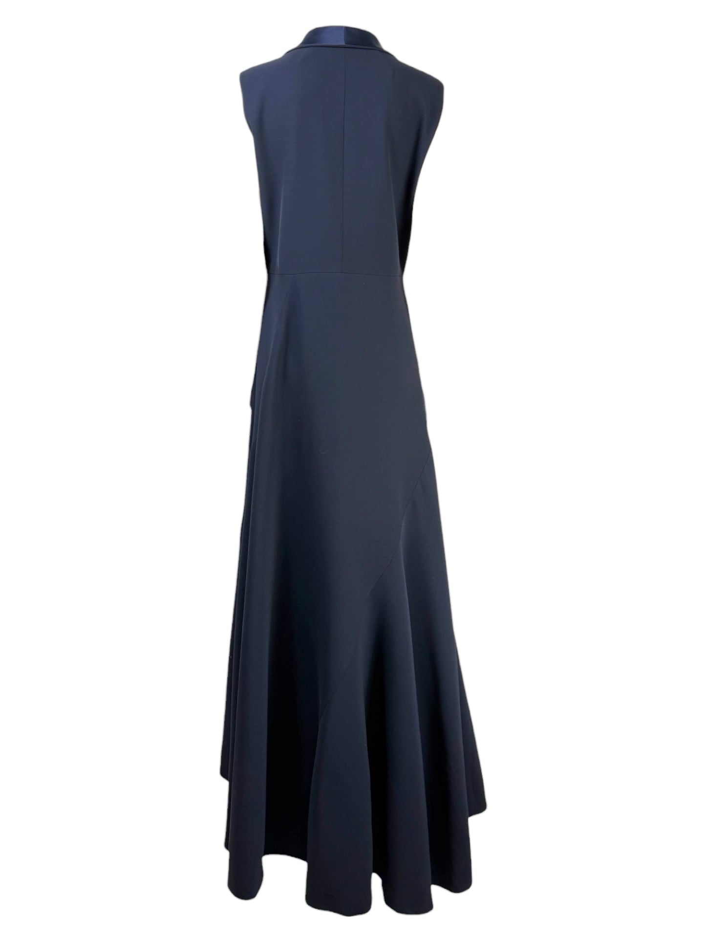 Christian Dior Raf Simons - Resort 2016  - Long navy silk and wool tuxedo dress.