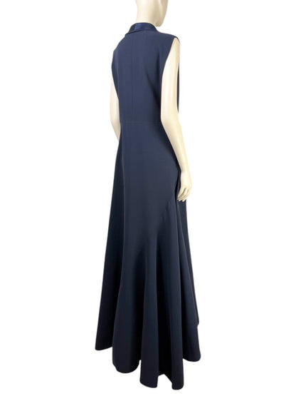 Christian Dior Raf Simons - Resort 2016  - Long navy silk and wool tuxedo dress.