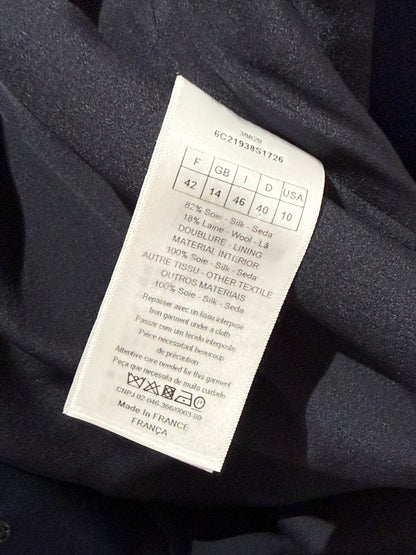 Christian Dior Raf Simons - Resort 2016  - Long navy silk and wool tuxedo dress.