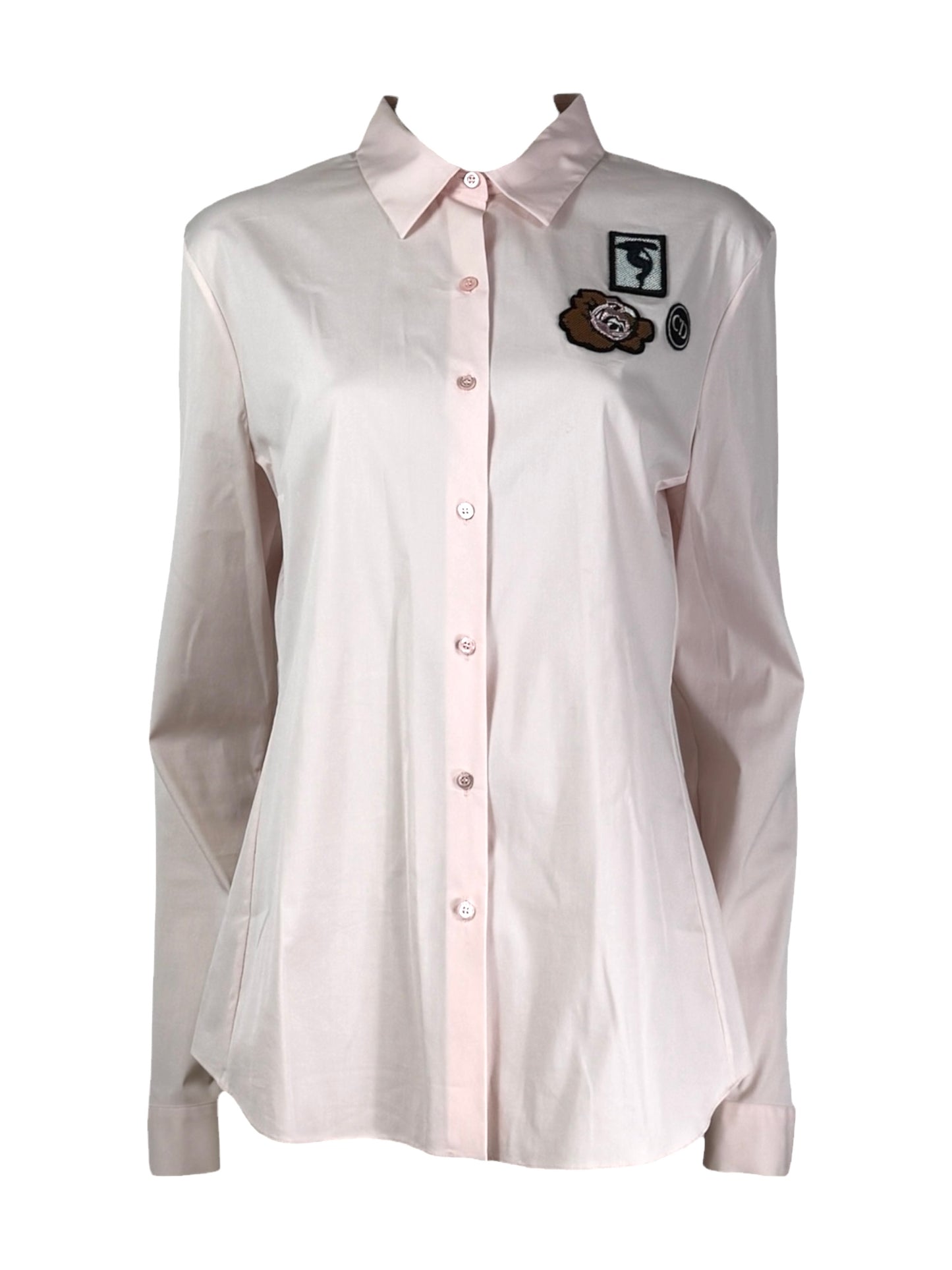 Christian Dior  Raf Simons - Resort 2016  - Pink cotton shirt adorned with appliqué patches