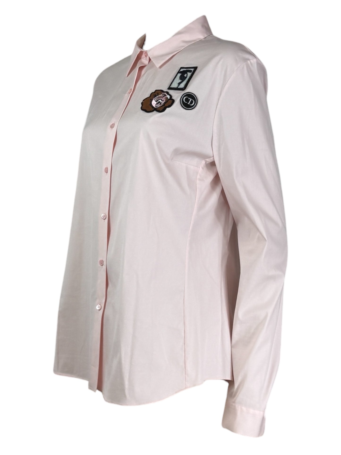 Christian Dior  Raf Simons - Resort 2016  - Pink cotton shirt adorned with appliqué patches