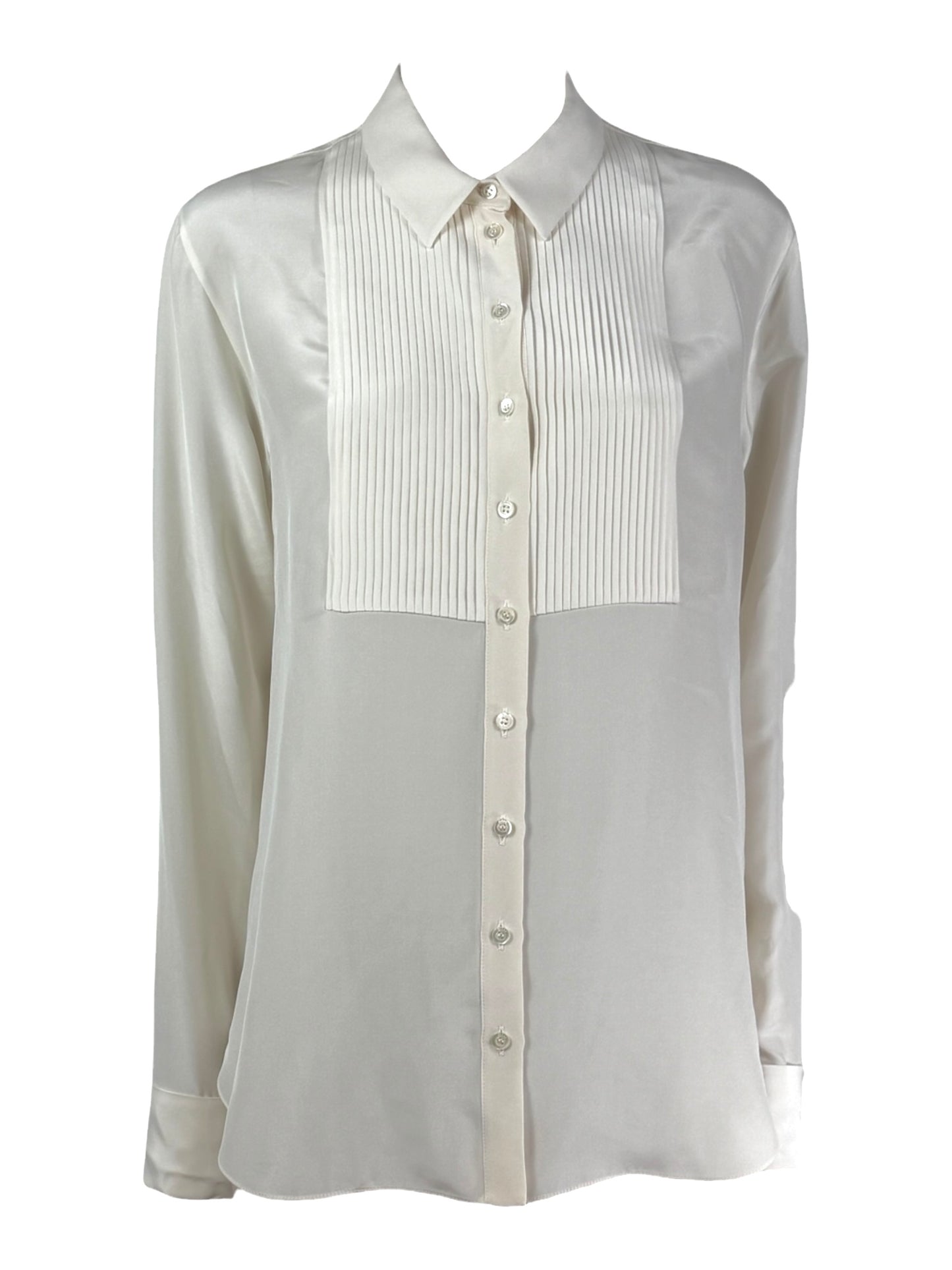 Christian Dior  Raf Simons - Resort 2016  - Shirt with bib front in ecru satin silk crepe