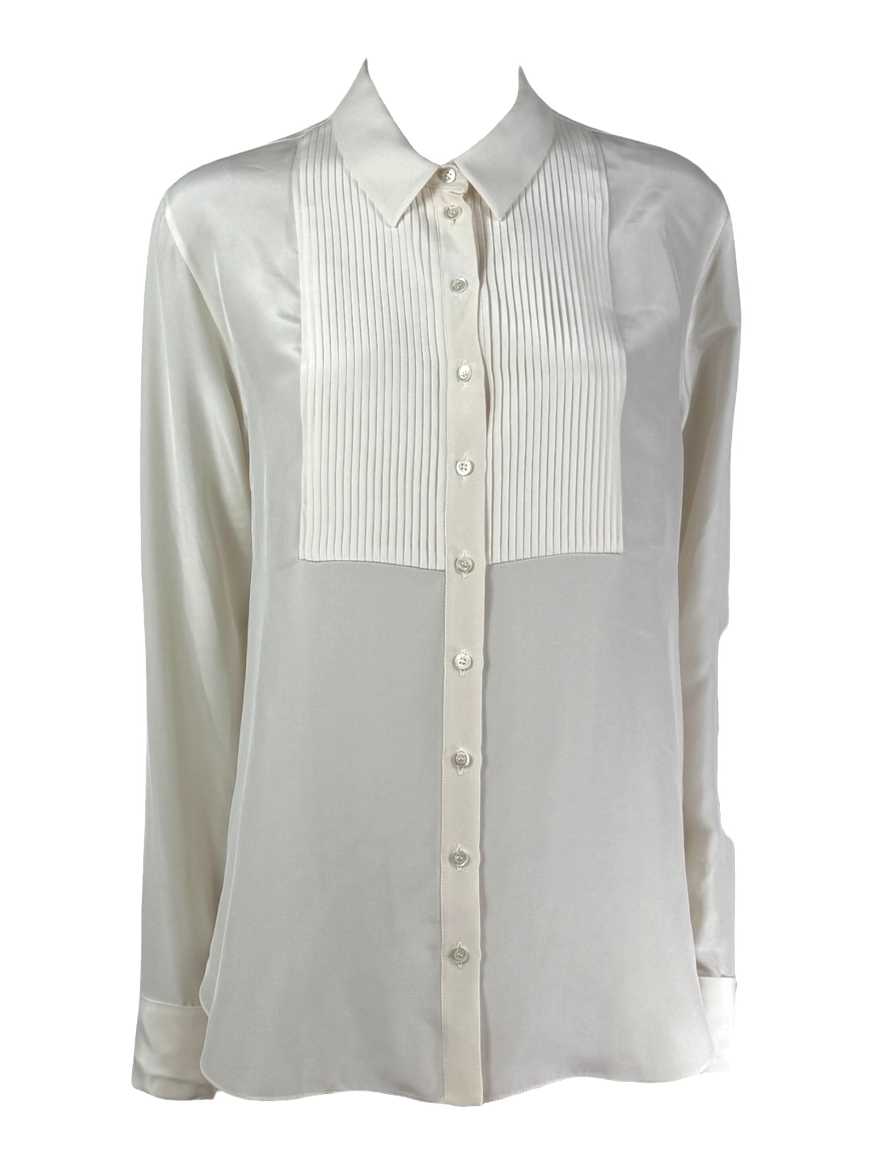 Christian Dior  Raf Simons - Resort 2016  - Shirt with bib front in ecru satin silk crepe