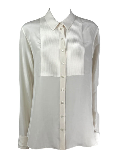 Christian Dior  Raf Simons - Resort 2016  - Shirt with bib front in ecru satin silk crepe