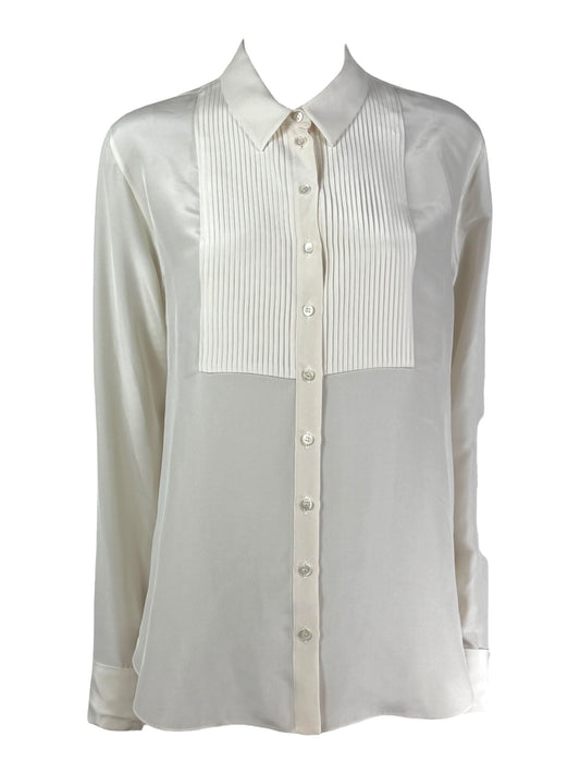 Christian Dior  Raf Simons - Resort 2016  - Shirt with bib front in ecru satin silk crepe