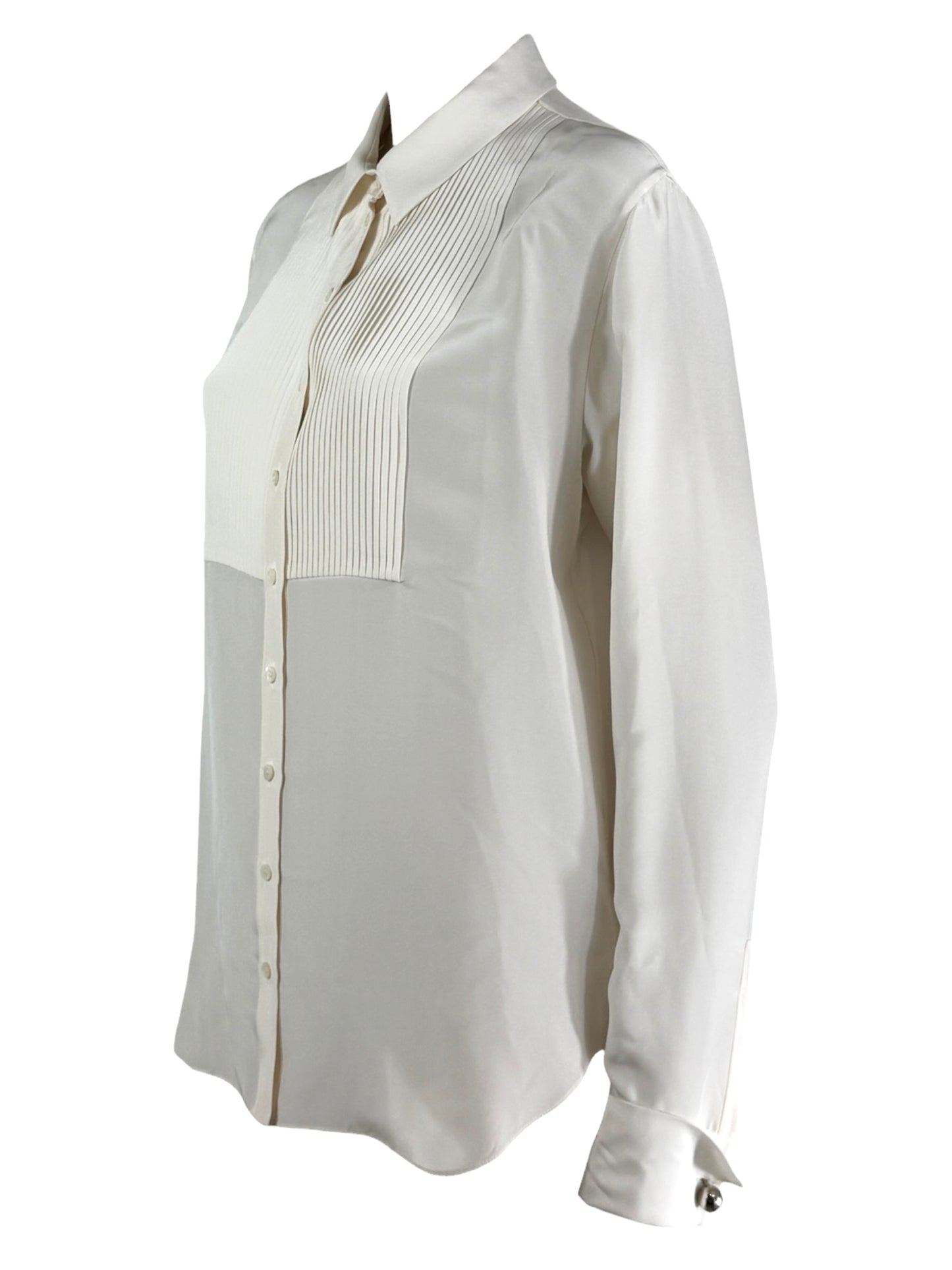 Christian Dior  Raf Simons - Resort 2016  - Shirt with bib front in ecru satin silk crepe