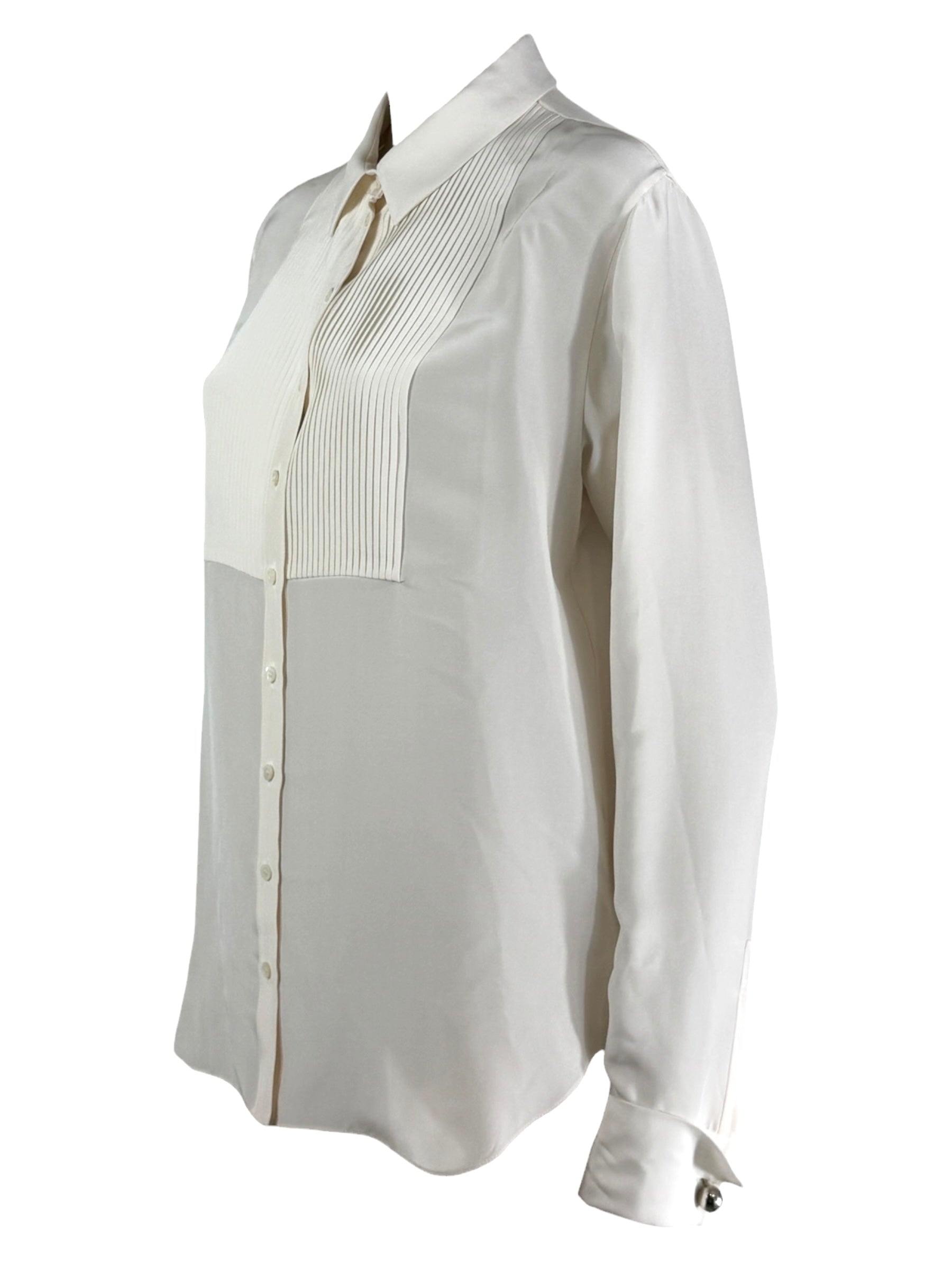 Christian Dior  Raf Simons - Resort 2016  - Shirt with bib front in ecru satin silk crepe