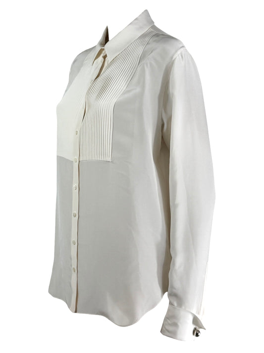 Christian Dior  Raf Simons - Resort 2016  - Shirt with bib front in ecru satin silk crepe