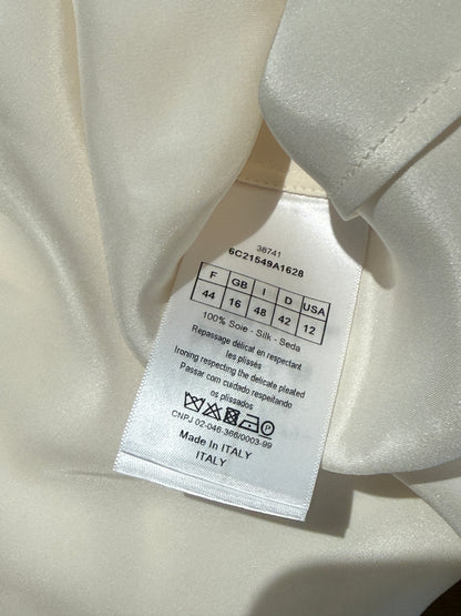 Christian Dior  Raf Simons - Resort 2016  - Shirt with bib front in ecru satin silk crepe