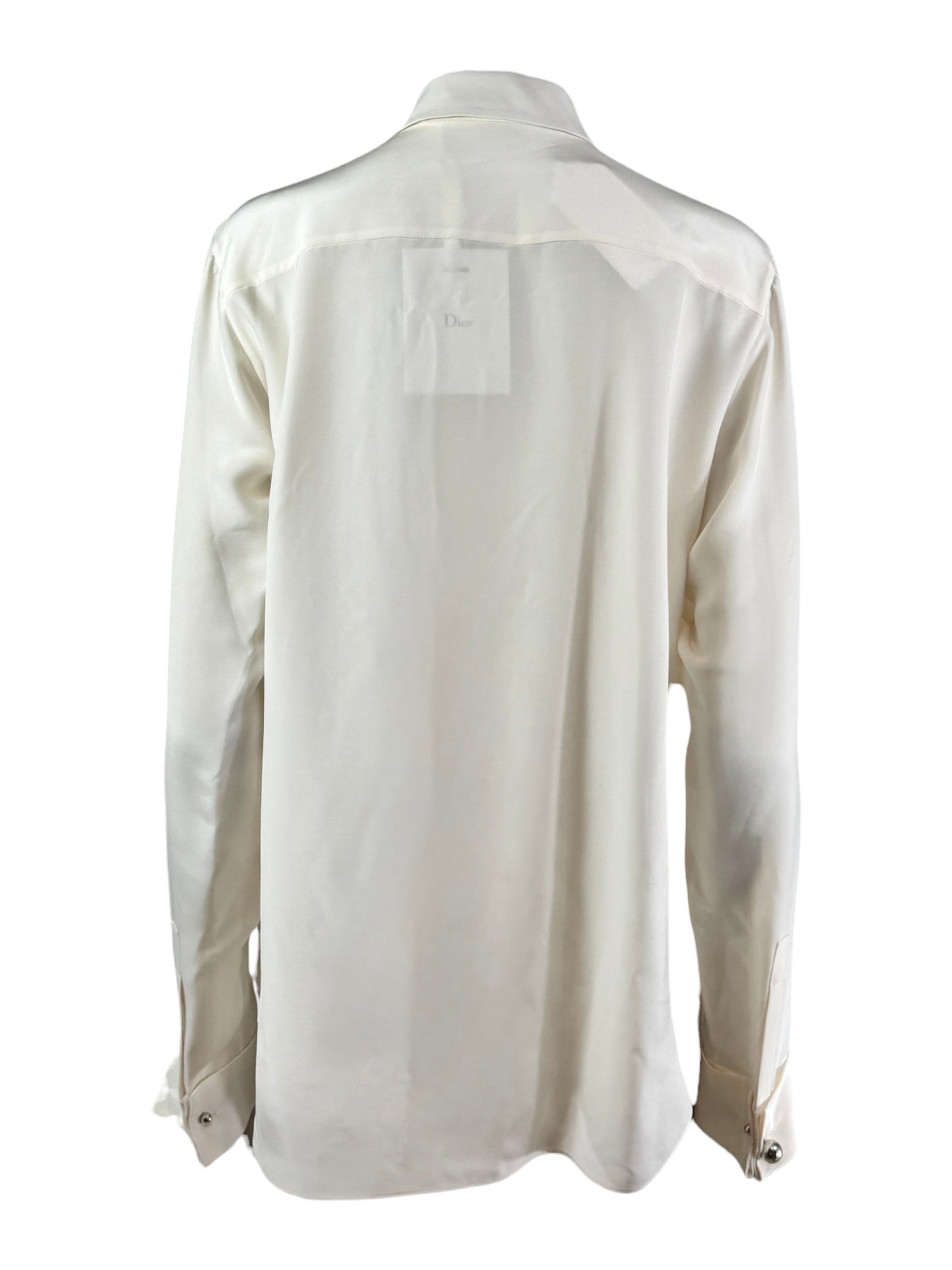 Christian Dior  Raf Simons - Resort 2016  - Shirt with bib front in ecru satin silk crepe