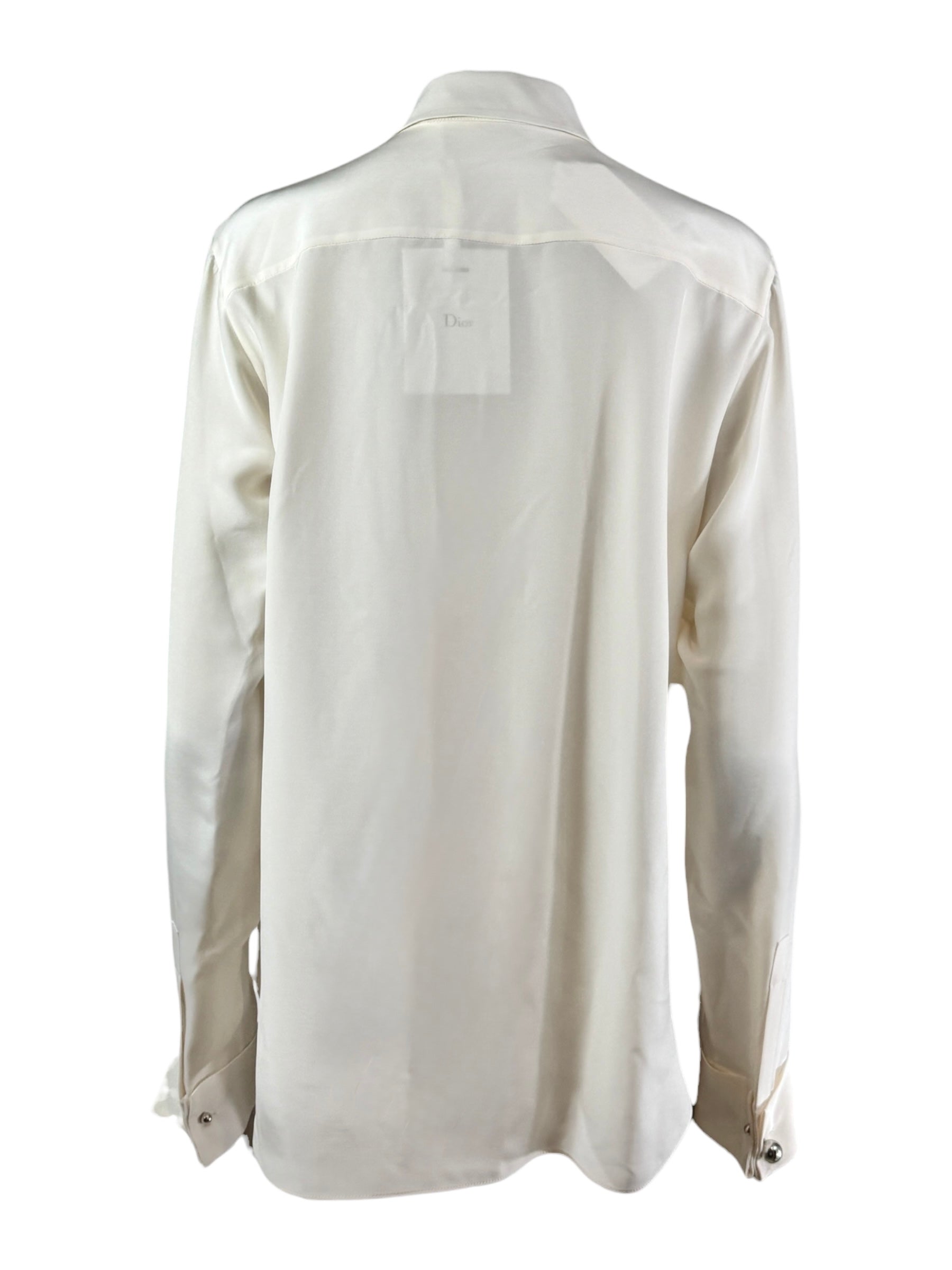 Christian Dior  Raf Simons - Resort 2016  - Shirt with bib front in ecru satin silk crepe