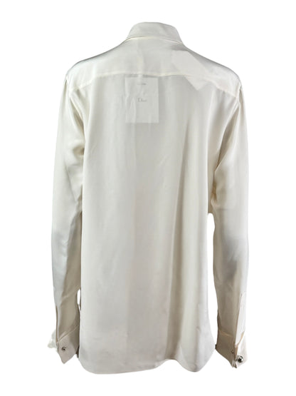 Christian Dior  Raf Simons - Resort 2016  - Shirt with bib front in ecru satin silk crepe