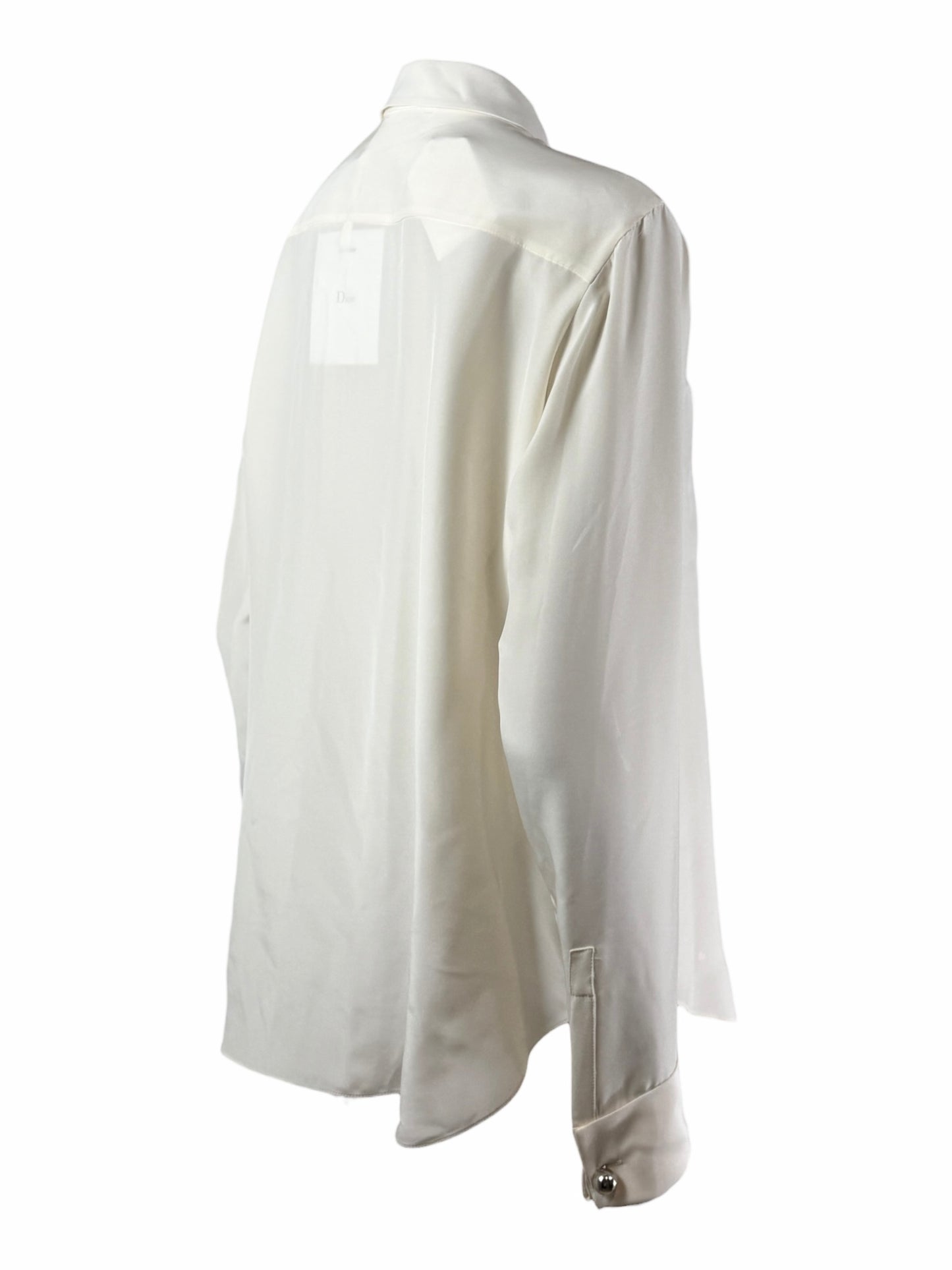 Christian Dior  Raf Simons - Resort 2016  - Shirt with bib front in ecru satin silk crepe