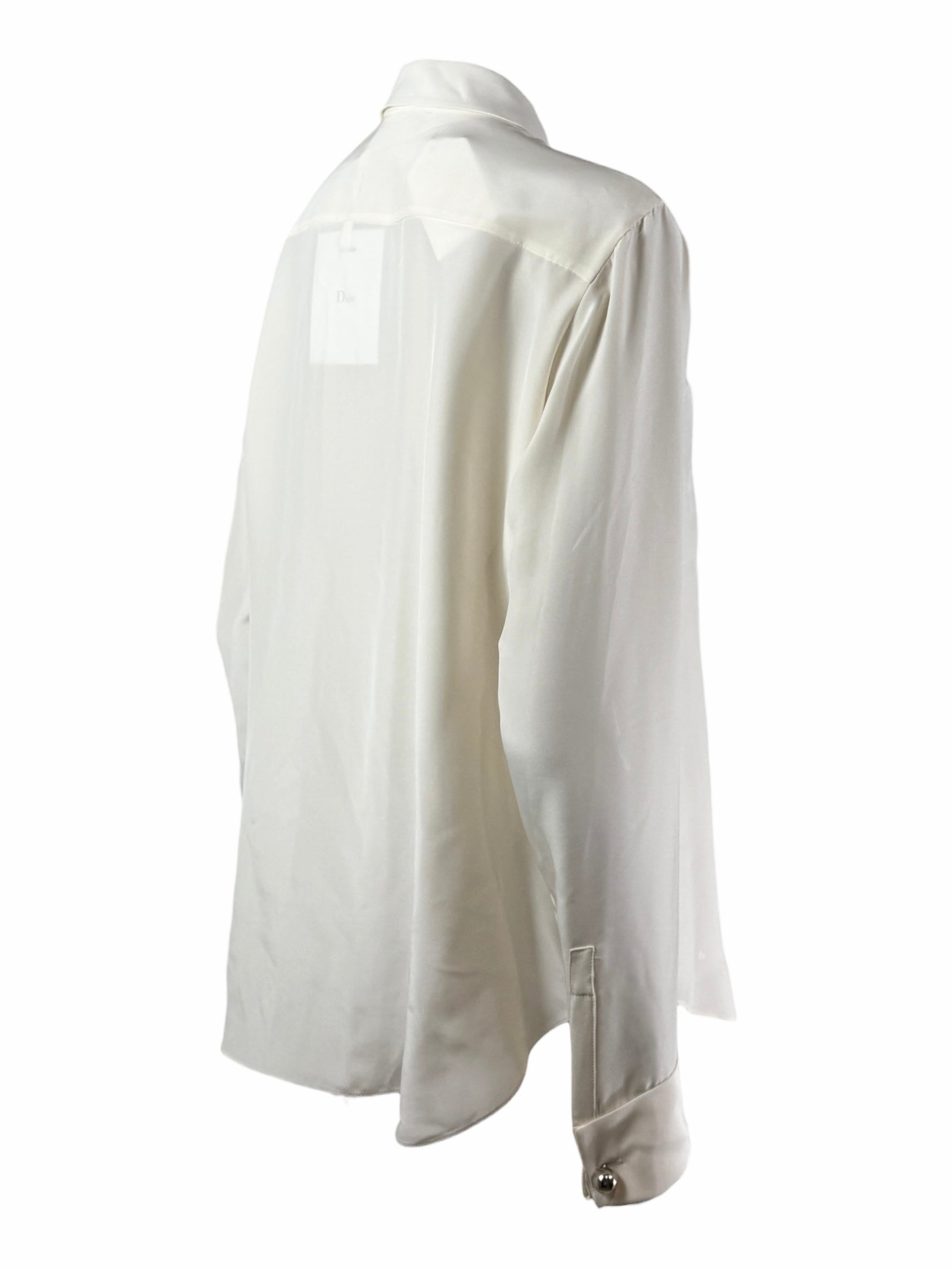 Christian Dior  Raf Simons - Resort 2016  - Shirt with bib front in ecru satin silk crepe