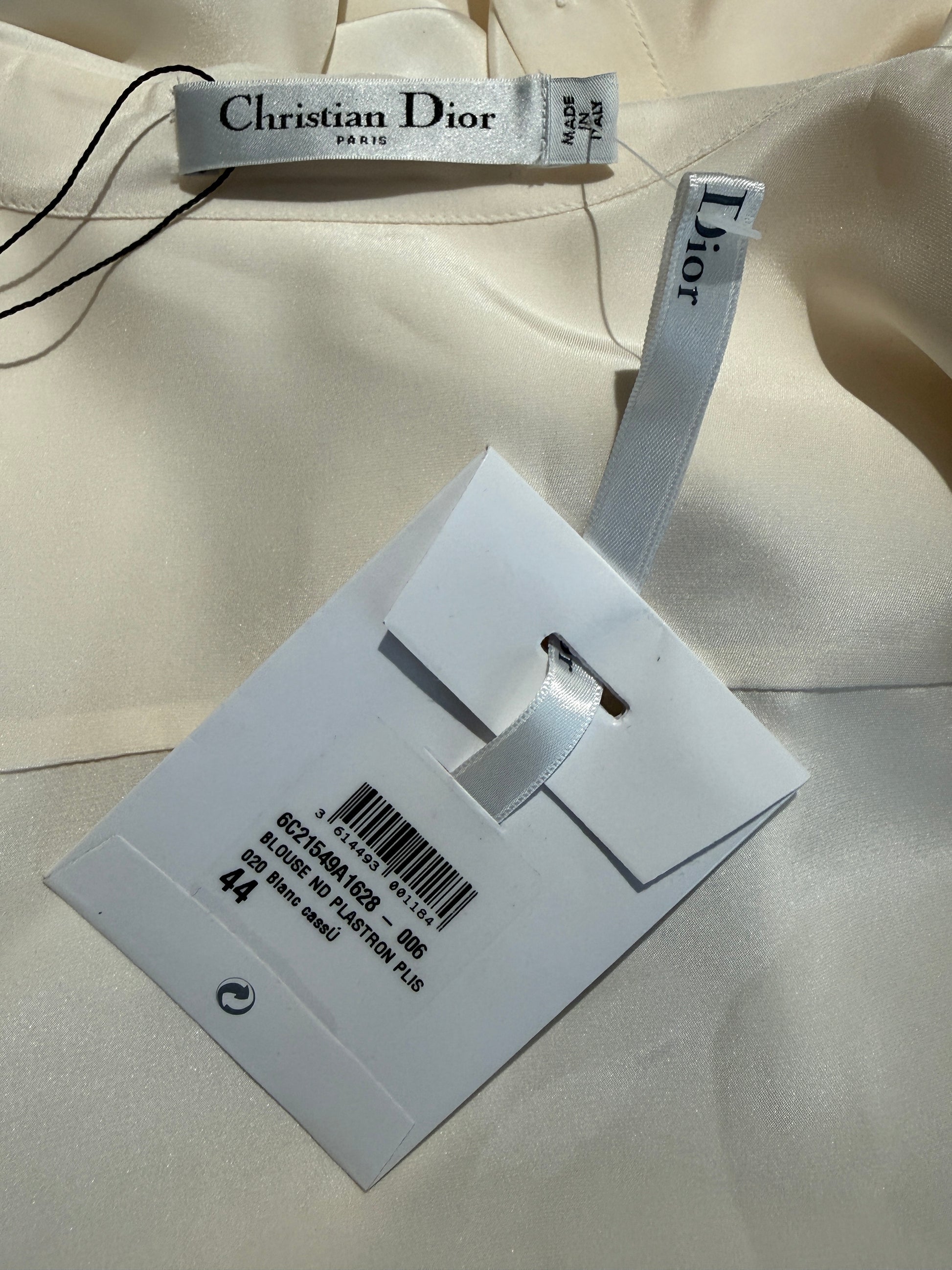 Christian Dior  Raf Simons - Resort 2016  - Shirt with bib front in ecru satin silk crepe