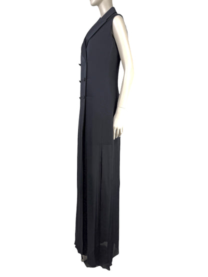 Christian Dior Raf Simons - Spring/Summer 2014 - Navy cotton and silk coat dress forming a jacket topped with a long silk coat 1