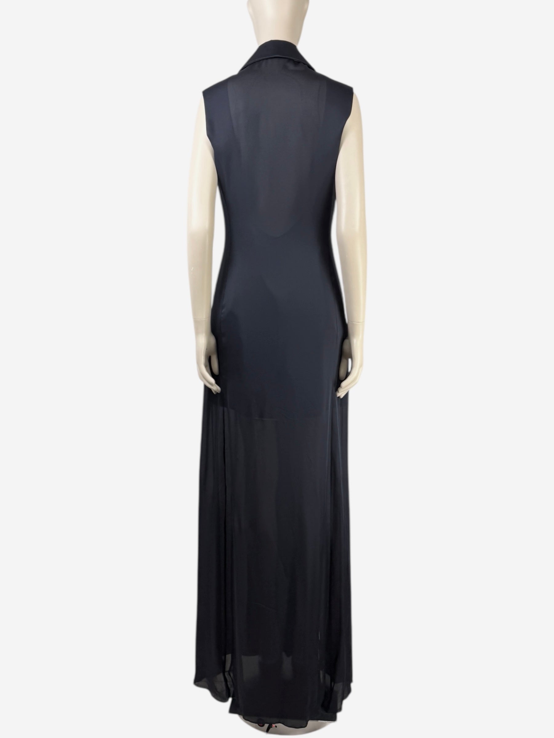 Christian Dior Raf Simons - Spring/Summer 2014 - Navy cotton and silk coat dress forming a jacket topped with a long silk coat 4